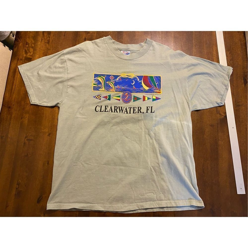 Vtg Hanes Clearwater Florida Beach T Shirt Size XL